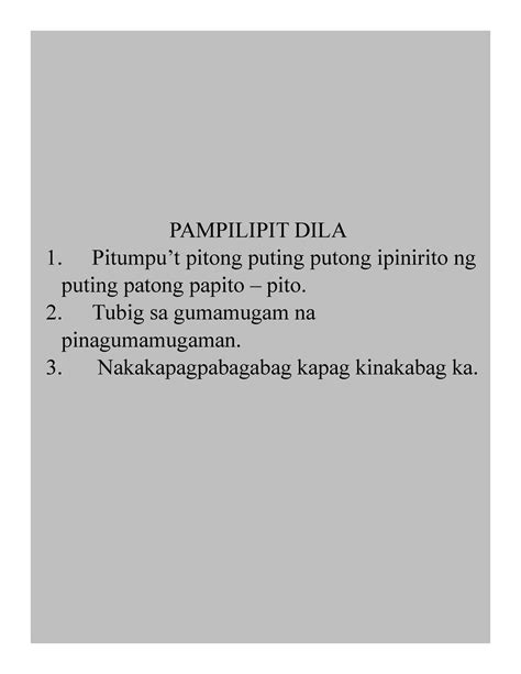 Mga Halimbawa ng Pilipit.